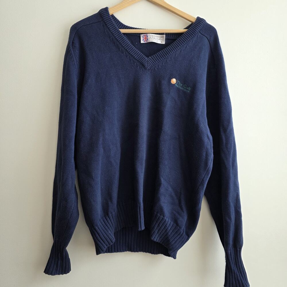 Slazenger The Club Seabrook Island Golf‎ Sweater Navy Cotton V-Neck Medium